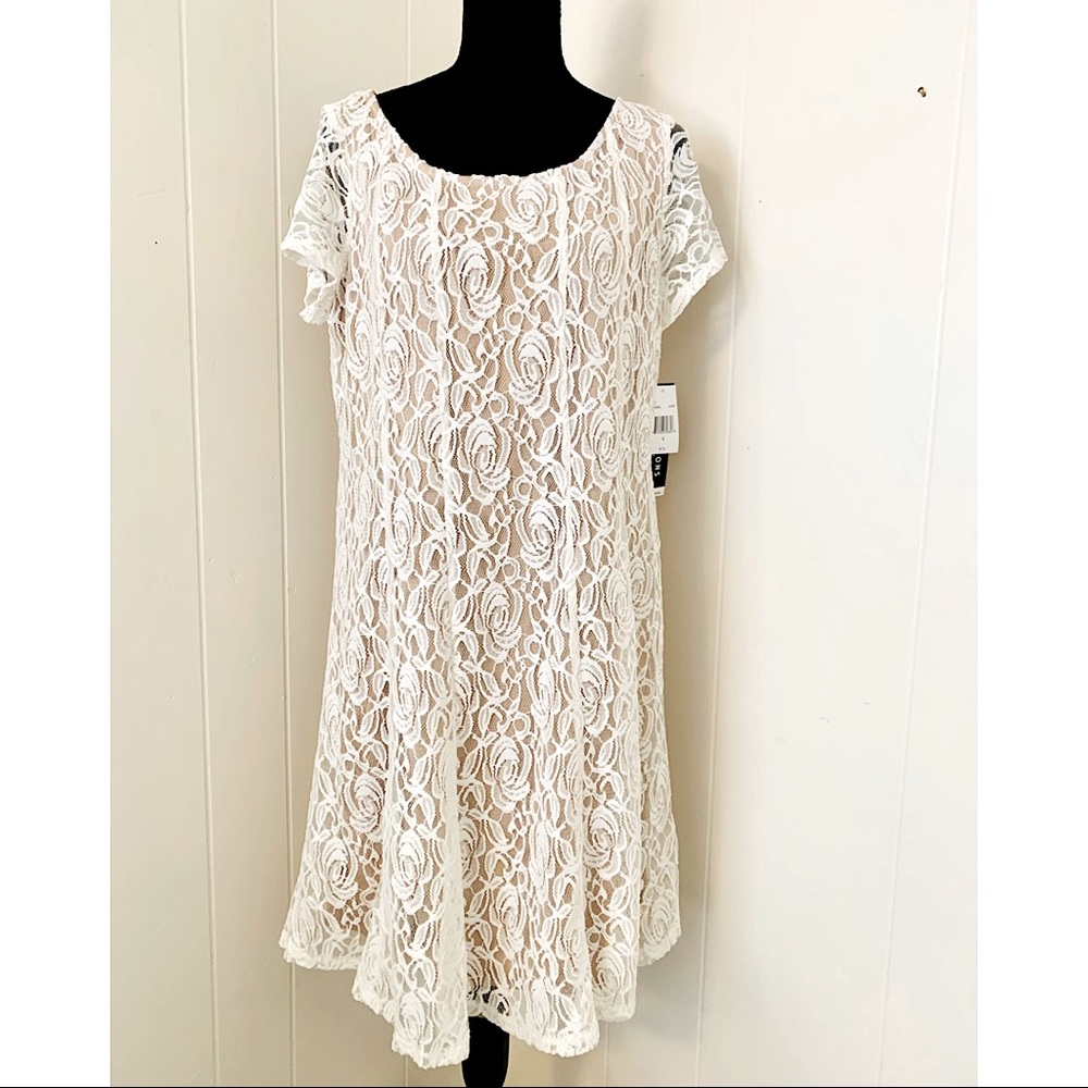 Perceptions Off White Lace Dress size Large